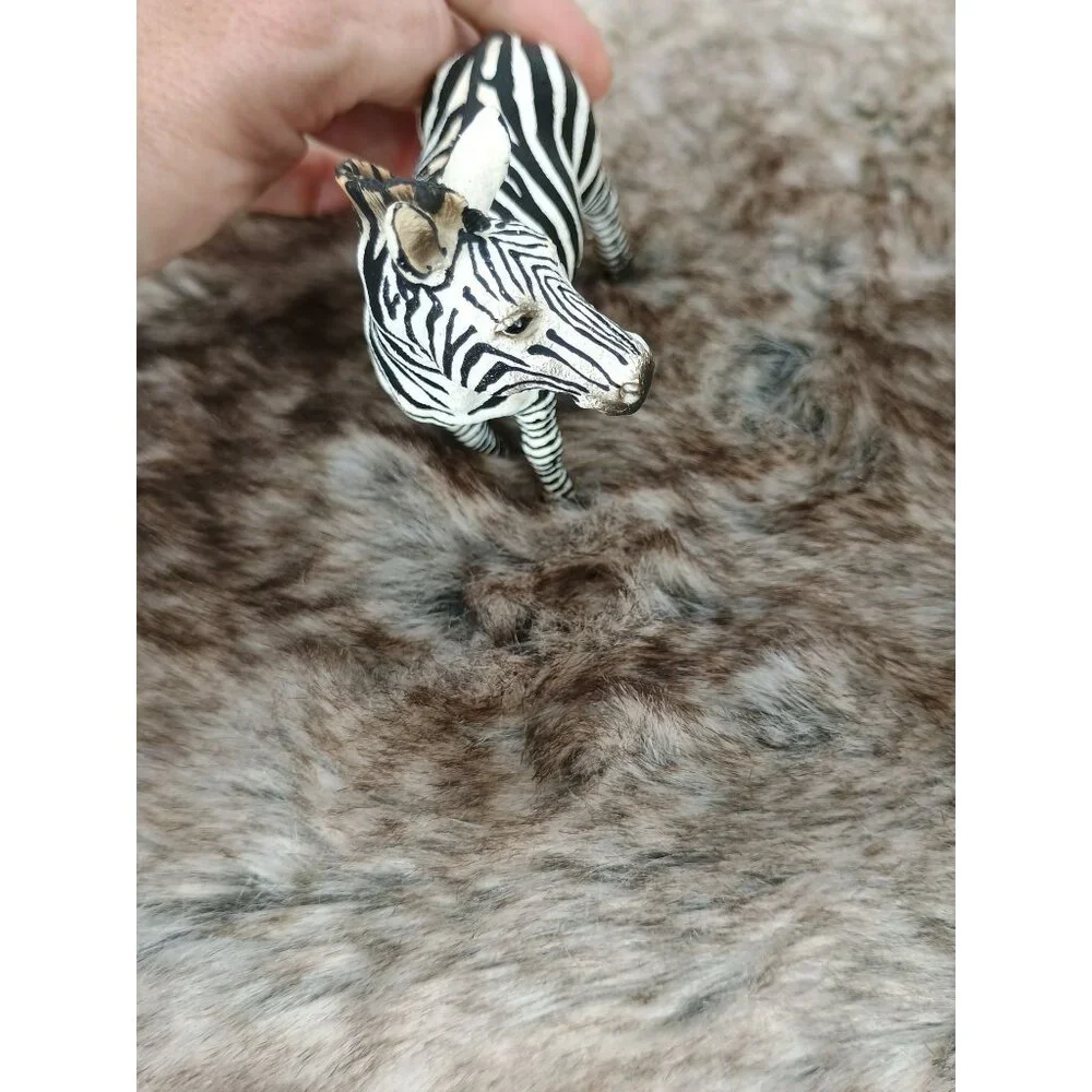 Schleich Zebra Figurine Realistic Animal Toy Collectible Black & White Hand-Pain